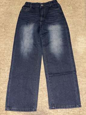 Amazon Kids Baggy Wide Leg Jeans Dark Wash Faded Elastic Waist Size 13Y US 14/16